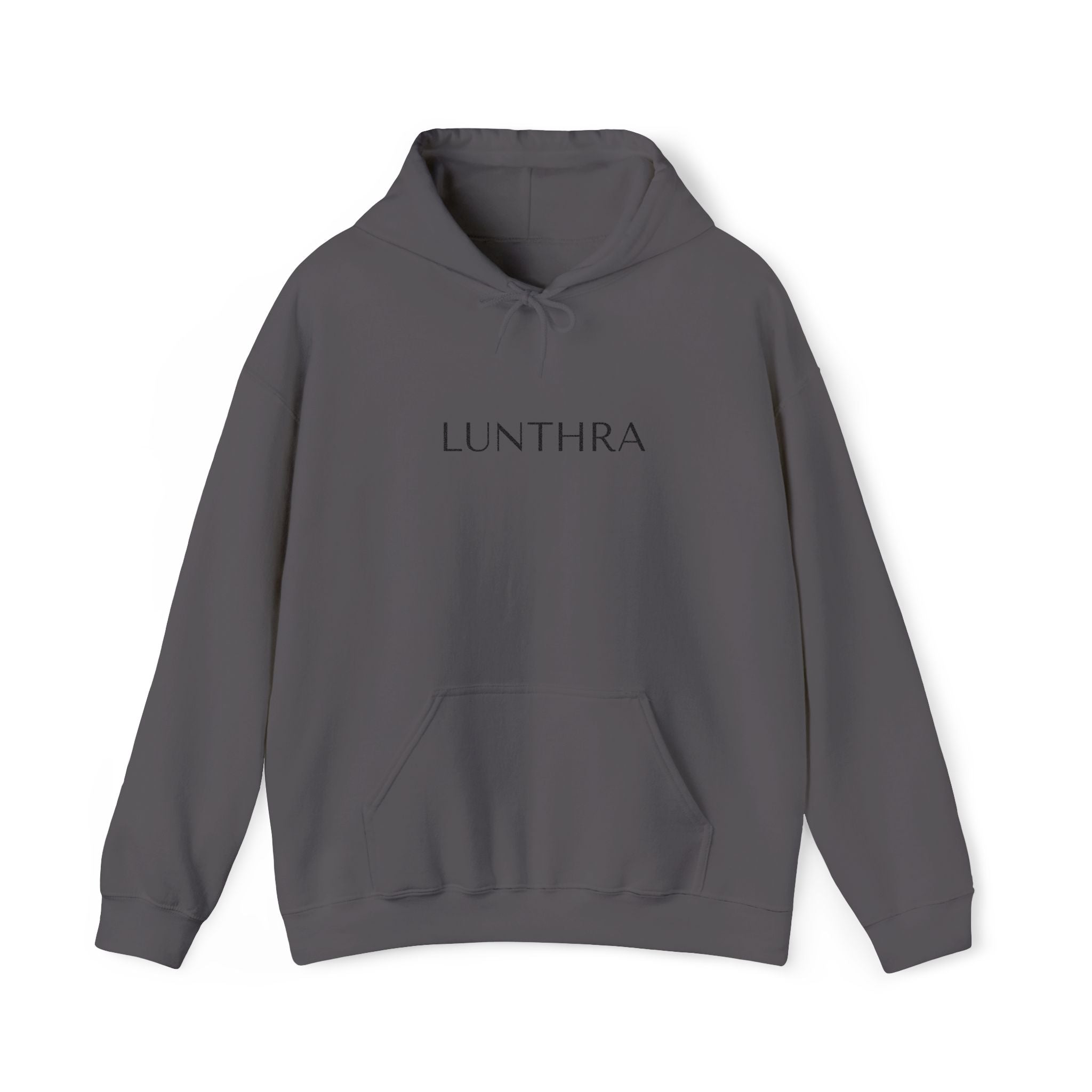 Lunthra Minimalist Logo Hoodie — Neutral Cozy Pullover