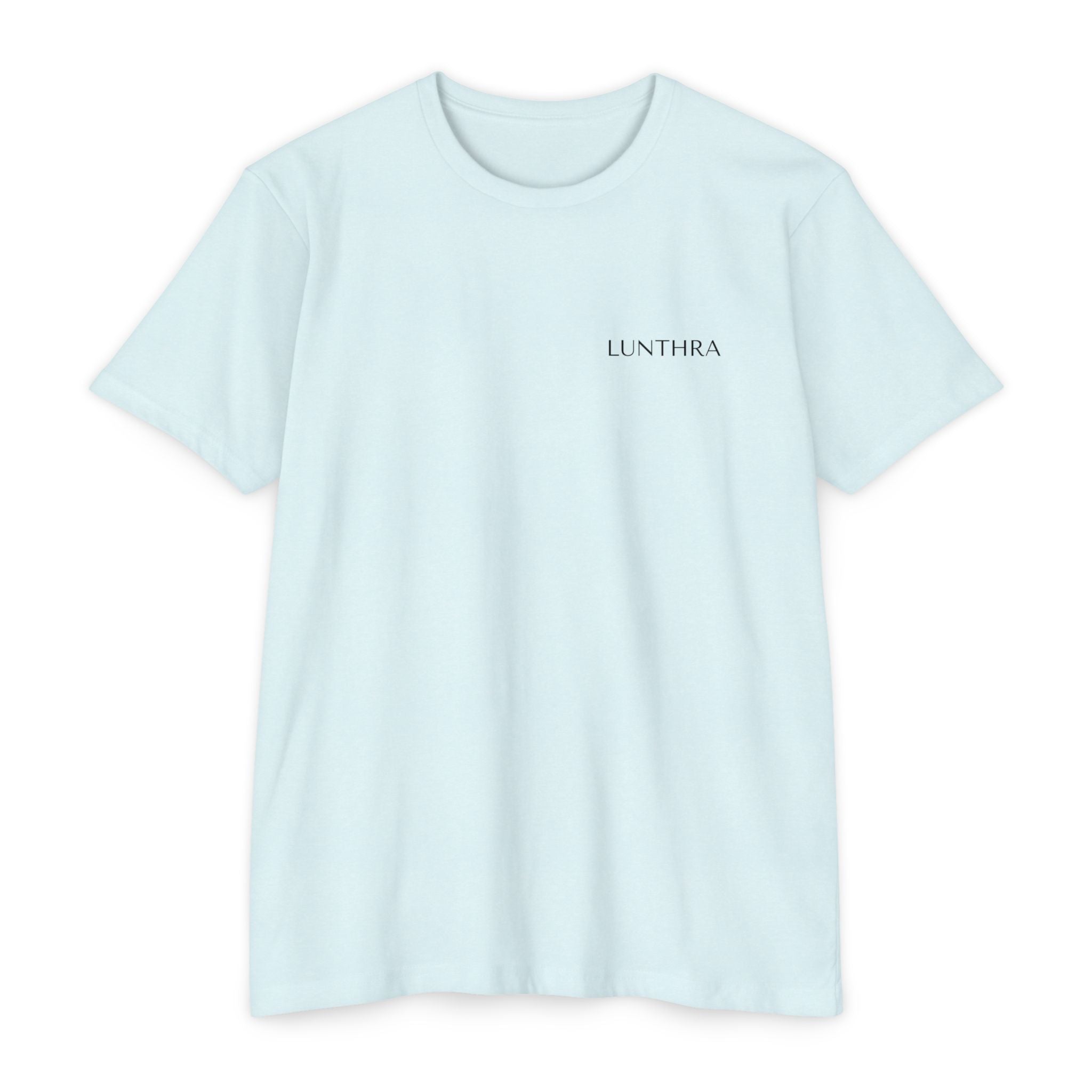 Minimal 'Lunthra' Chest Logo T-Shirt Soft Neutral Graphic Tee